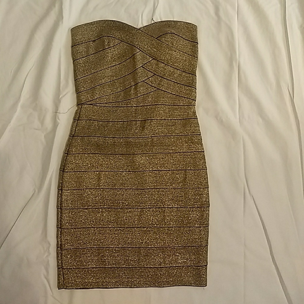 Gold body con dress